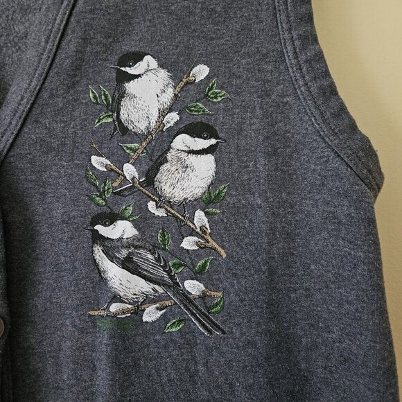 Northern Woods Clothing Co. Vest Womens M Gray V Neck Buttons Fleece Print VTG - Picture 7 of 10